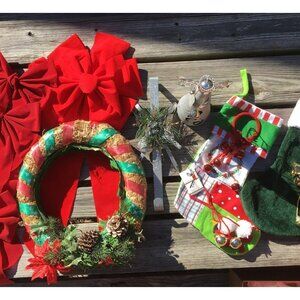 Bundle of 12 Christmas 🎅Decorations Wreath DoorBells Ribbons Stockings Angel